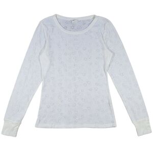 Y2K Free‎ People Burnout Thermal Tee Shirt Womens L White Slim Long Sleeve VTG